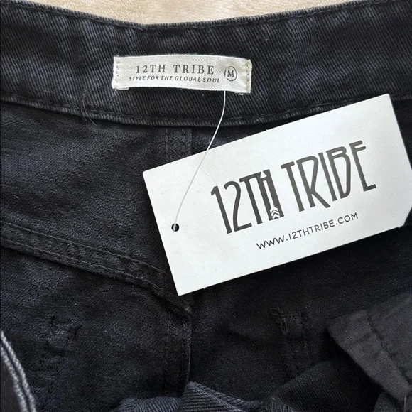 12th Tribe Black Denim Shorts - Picture 3 of 3